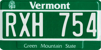 VT license plate RXH754