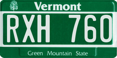 VT license plate RXH760