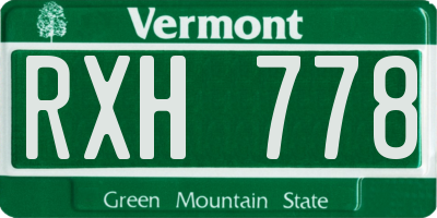 VT license plate RXH778