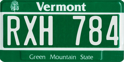 VT license plate RXH784