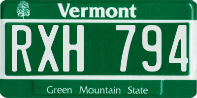 VT license plate RXH794