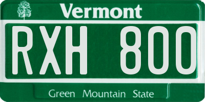 VT license plate RXH800