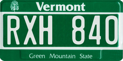 VT license plate RXH840