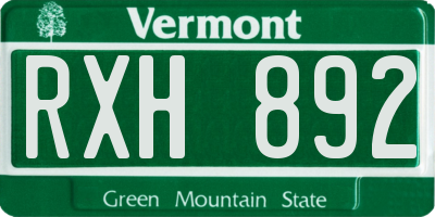 VT license plate RXH892