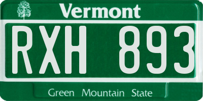 VT license plate RXH893
