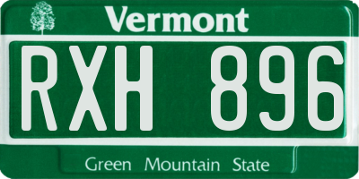 VT license plate RXH896