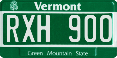 VT license plate RXH900