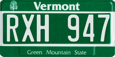 VT license plate RXH947