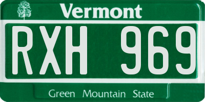 VT license plate RXH969