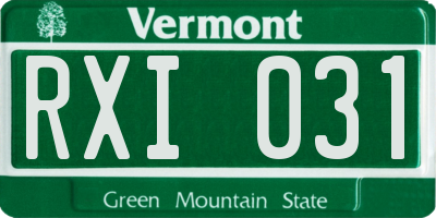 VT license plate RXI031