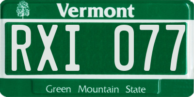 VT license plate RXI077