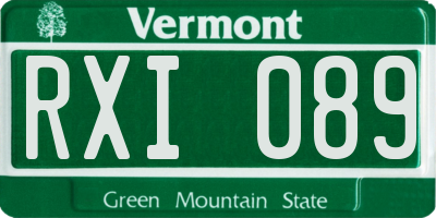 VT license plate RXI089