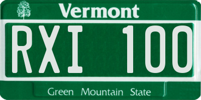 VT license plate RXI100