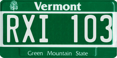 VT license plate RXI103