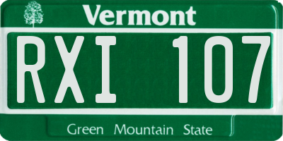 VT license plate RXI107