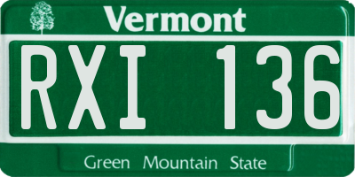 VT license plate RXI136