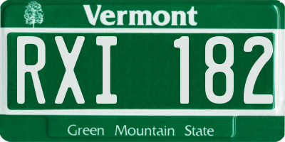 VT license plate RXI182