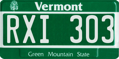 VT license plate RXI303