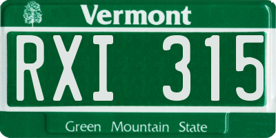 VT license plate RXI315