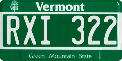 VT license plate RXI322