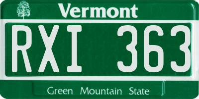 VT license plate RXI363