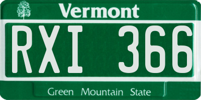 VT license plate RXI366