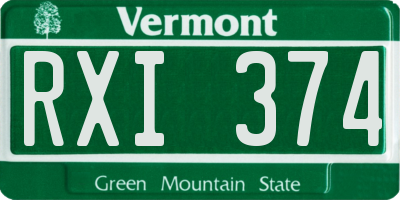 VT license plate RXI374