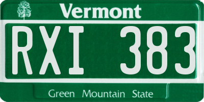 VT license plate RXI383