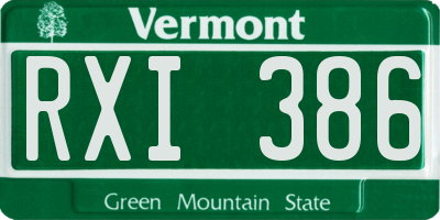 VT license plate RXI386