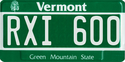 VT license plate RXI600