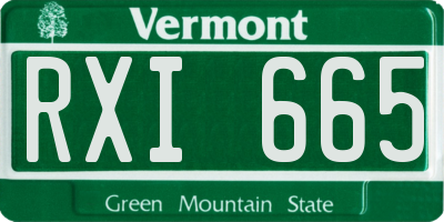 VT license plate RXI665