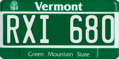 VT license plate RXI680