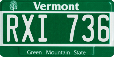 VT license plate RXI736