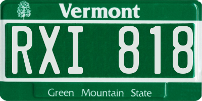 VT license plate RXI818