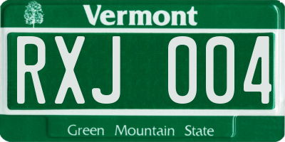 VT license plate RXJ004
