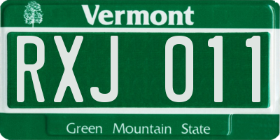 VT license plate RXJ011