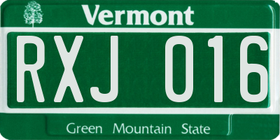 VT license plate RXJ016