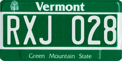 VT license plate RXJ028