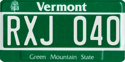 VT license plate RXJ040