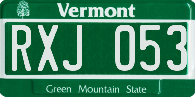 VT license plate RXJ053