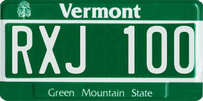 VT license plate RXJ100