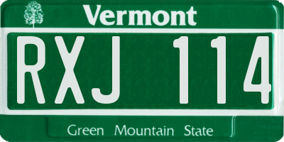 VT license plate RXJ114