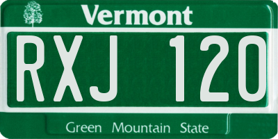 VT license plate RXJ120