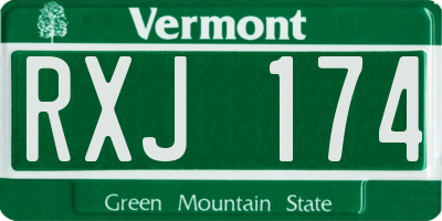 VT license plate RXJ174