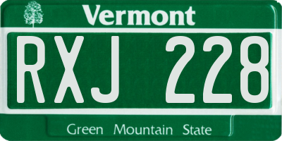 VT license plate RXJ228