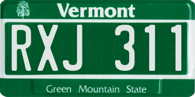 VT license plate RXJ311