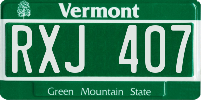 VT license plate RXJ407