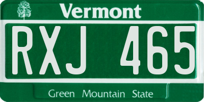 VT license plate RXJ465