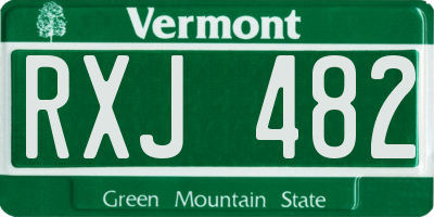 VT license plate RXJ482