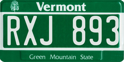 VT license plate RXJ893